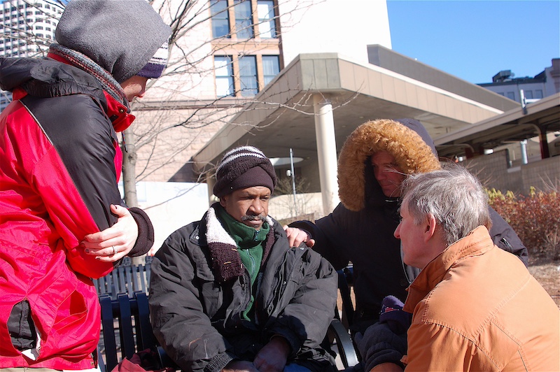 Dr James OConnell tending to the homeless